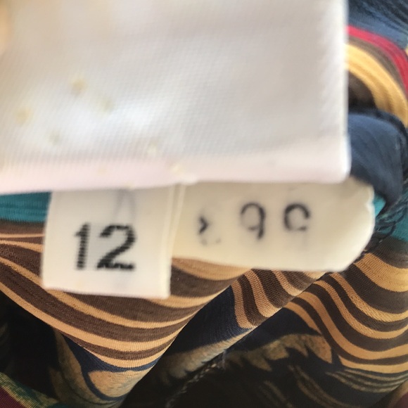 Vintage 80s Jewel Tone Striped Geometric Snowflake Turtleneck Satiny Winter Top - Picture 7 of 8